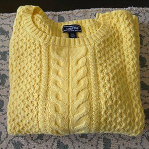 Land's End Drifter Cable Knit Sweater 2X Lemon Yellow